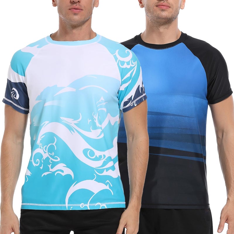 VAYAGER Men's Swim Shirts Rash Guard UPF 50+ T Shirts Quick Dry Loose Fit Water Surfing Shirt - Image 1
