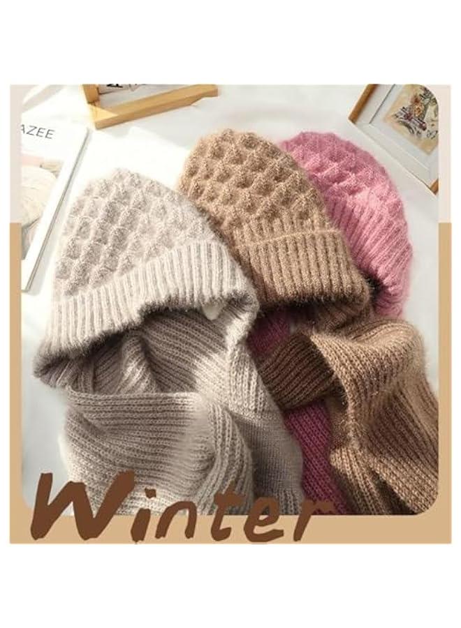 Integrated Ear Protection Windproof Cap Scarf,Elastic Warm Ear Protection Knitted Hat,Hooded Scarf for Women Winter - Image 5