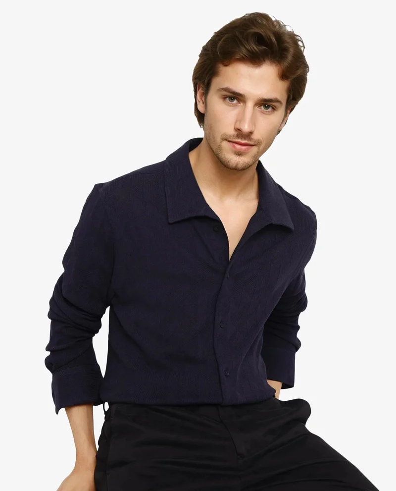 Rare Rabbit Men's Jacquard Knitted Shirt