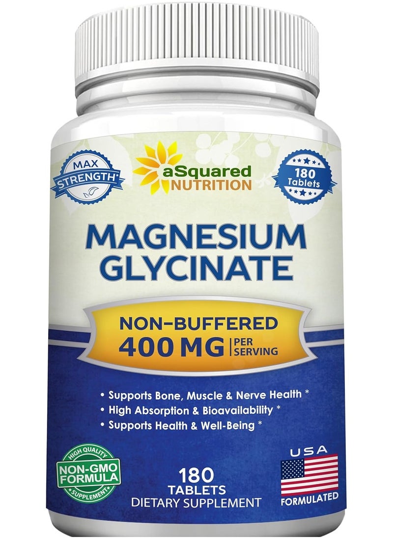 aSquared Nutrition - Magnesium Glycinate 400mg 180 tabs - Image 1