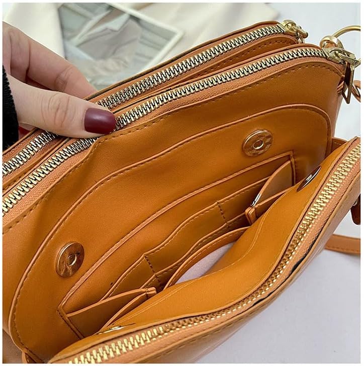 klarako Crossbody Bags for Women, Crossbody Leather Shoulder Bags and Clutches for Women 3 Layer Crossbody Handbags - Image 5