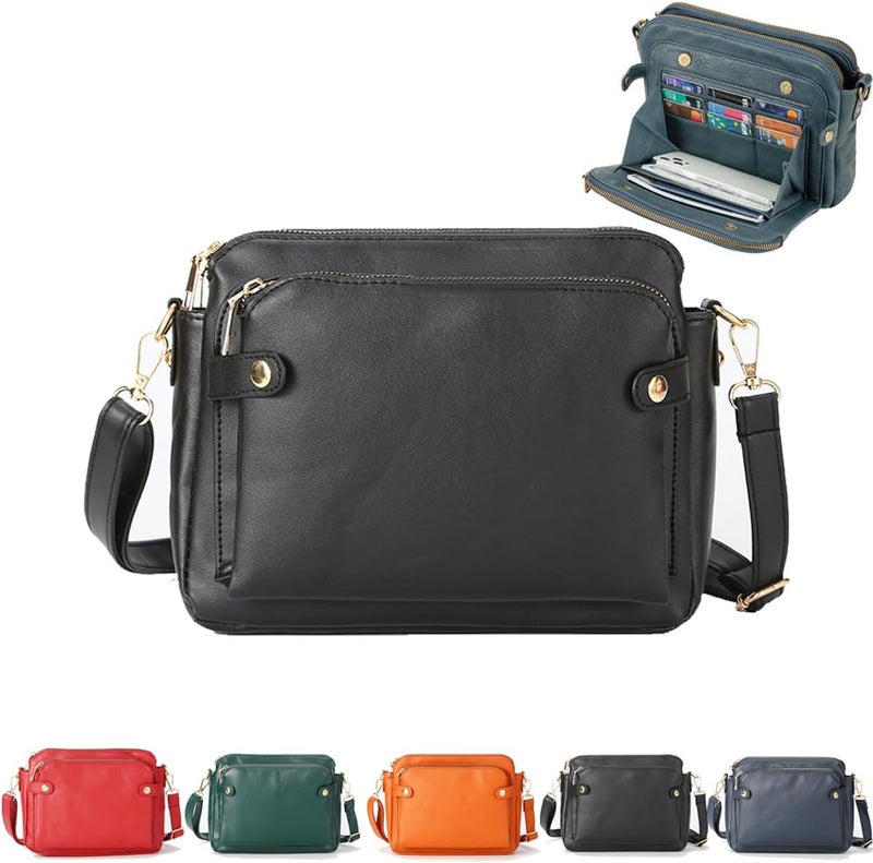 klarako Crossbody Bags for Women, Crossbody Leather Shoulder Bags and Clutches for Women 3 Layer Crossbody Handbags - Image 1