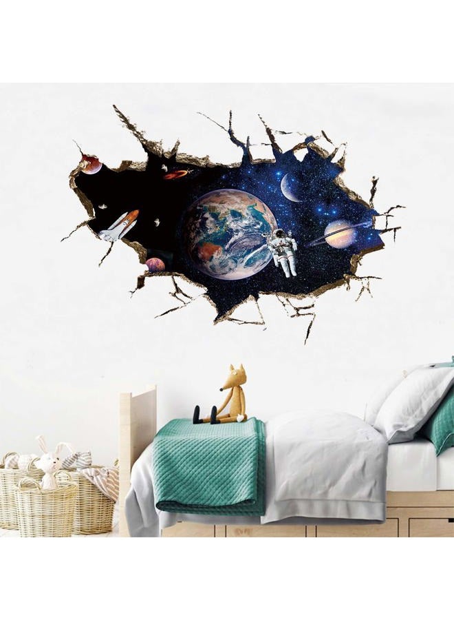 DILIBRA 3D Planet Galaxy Astronaut Wall Stickers, DILIBRA Removable Universe Outer Space Spacecraft View Window Wall Decals for Kids Children Bedroom Living Room Decor - Image 5