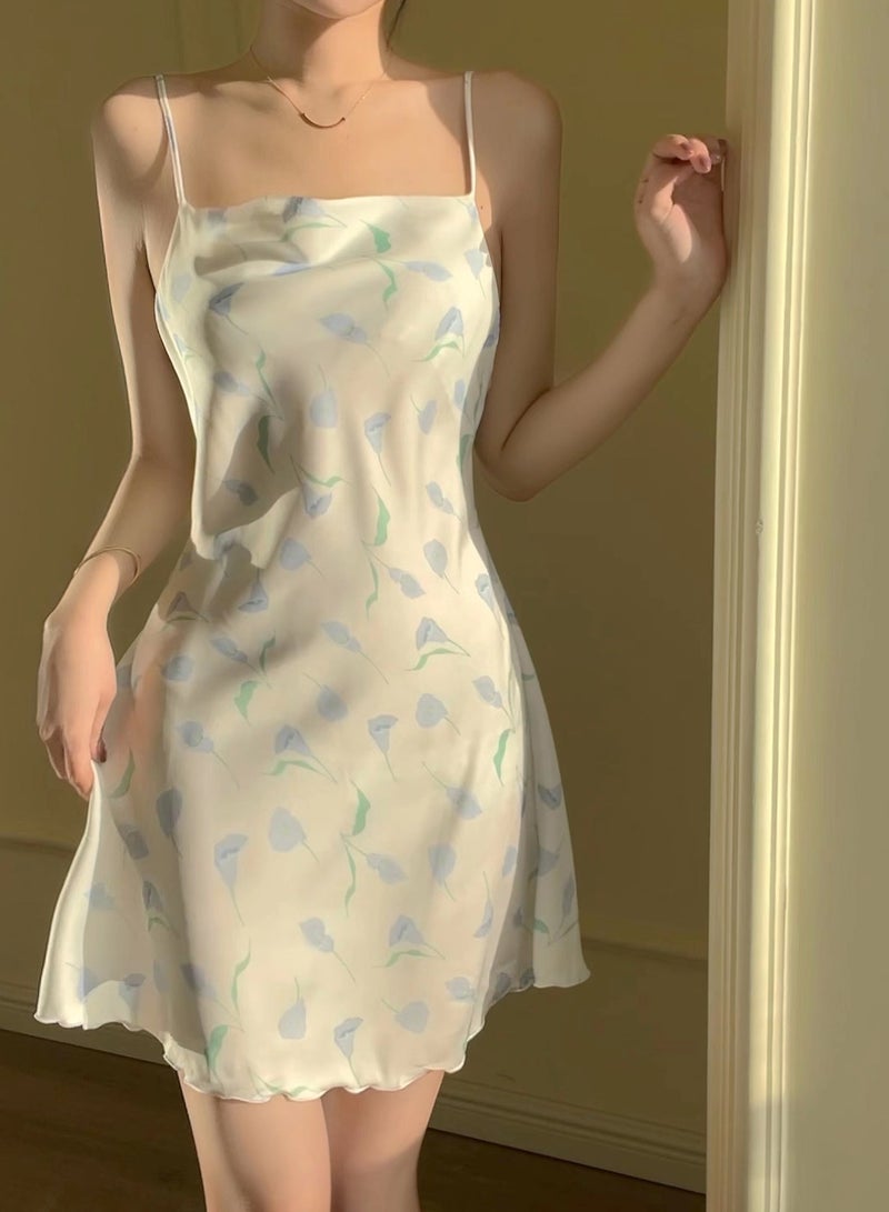KUYING New Women's Sling Ice Silk Sleeping Dress  - Image 1
