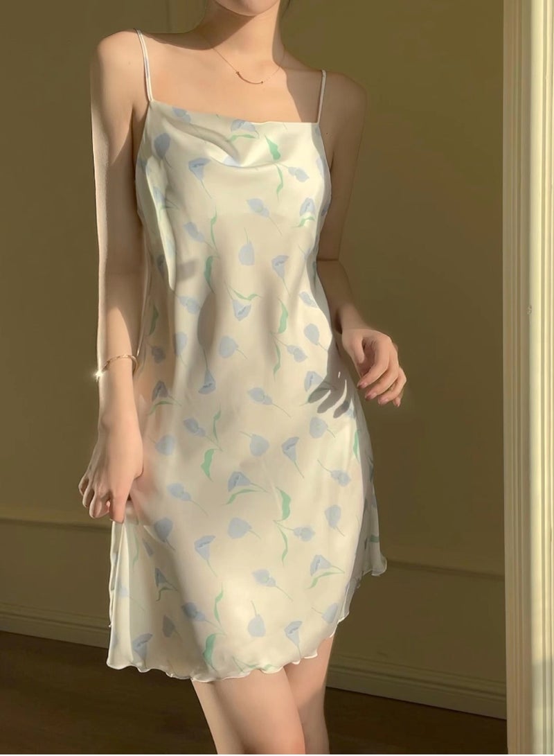 KUYING New Women's Sling Ice Silk Sleeping Dress  - Image 2