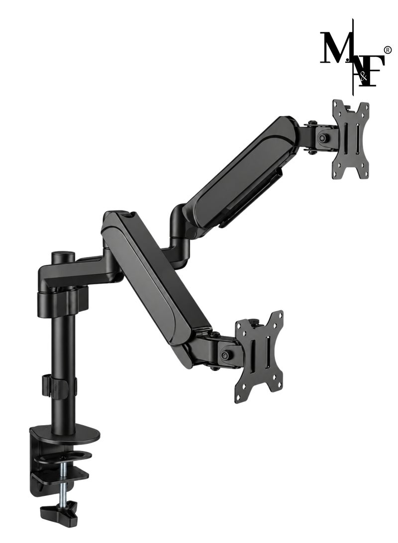 M.A&F's Dual Monitor Stand for Desk, Monitor Arms for 2 Monitors 32 27 24 22 Inches, Height Adjustable Double Monitor Mount, VESA Mount with C-Clamp & Grommet Base, Holds 4.4-17.6lbs - Image 1