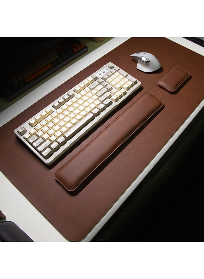 Leather Desk Mat with Keyboard and Mouse Wrist Rest Set, 3-Piece, Memory Foam Support, Anti-Slip - Image 1