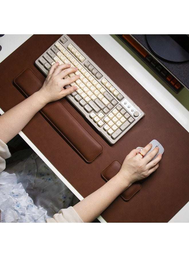 Leather Desk Mat with Keyboard and Mouse Wrist Rest Set, 3-Piece, Memory Foam Support, Anti-Slip - Image 4
