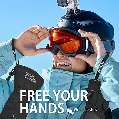 EXski Ski Mittens for Men, Waterproof Warm 3M Thinsulate Winter Snowboard Mitts with Wrist Leashes - Image 4