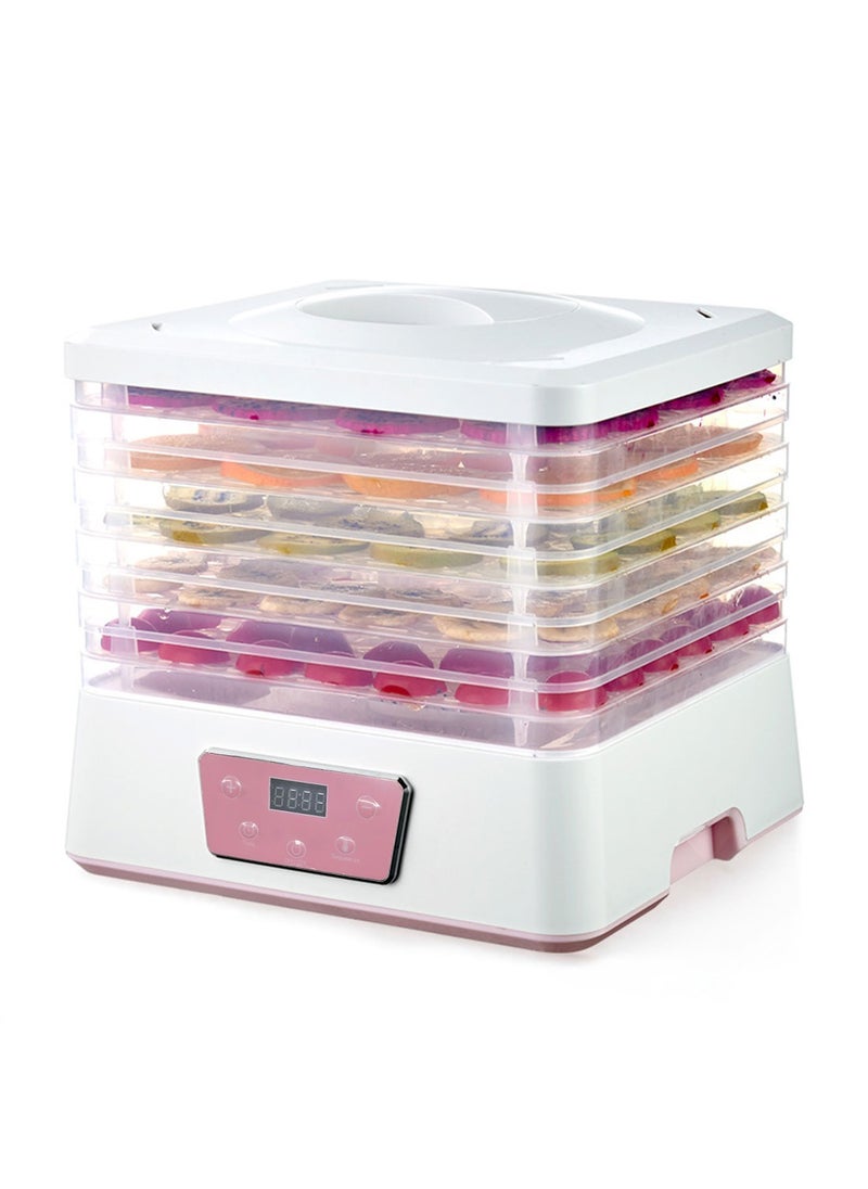 ET-LIFE - Mini Food Dehydrator Machine 5 Trays With Digital Timer And Temperature Control For Fruit Vegetable Meat Beef Jerky 250W S2 Pink - Image 1