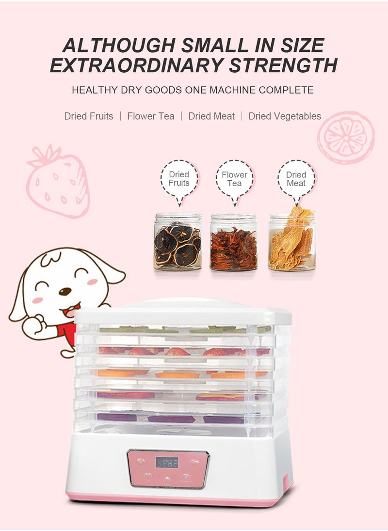 ET-LIFE - Mini Food Dehydrator Machine 5 Trays With Digital Timer And Temperature Control For Fruit Vegetable Meat Beef Jerky 250W S2 Pink - Image 1