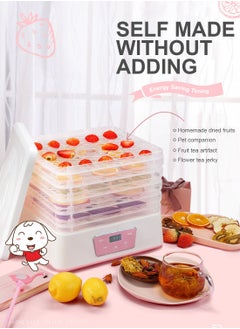 ET-LIFE Mini Food Dehydrator Machine 5 Trays With Digital Timer And Temperature Control For Fruit Vegetable Meat Beef Jerky 250W S2 Pink  - Image 3