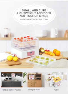 ET-LIFE Mini Food Dehydrator Machine 5 Trays With Digital Timer And Temperature Control For Fruit Vegetable Meat Beef Jerky 250W S2 Pink  - Image 5