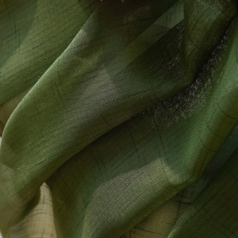 Ftinala Olive Green Sheer Curtains 84 Inches Long 2 Panels, Dark Textured Linen Look See Through Drapes, Thin Light Filtering Window Treatments, Pinch Pleat Sliding Glass Door Ceiling Curtain - Image 5