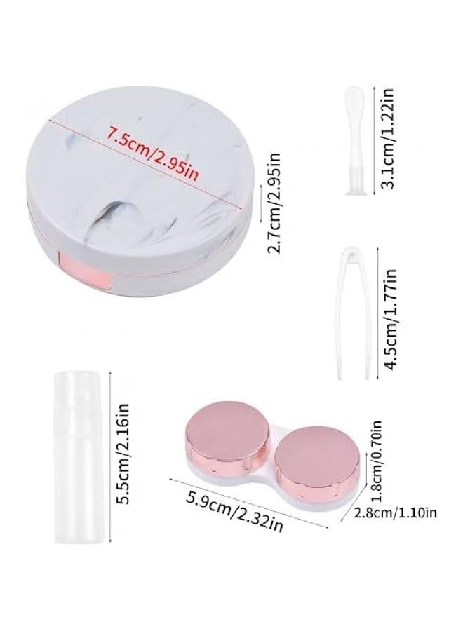 Generic 2 PCS Contact Lens Case, Round Contact Lens Soaking Storage Case, Contact Lens Case with Mirror, Contact Lens Case with L and R Caps, Pocket Contact Glasses Travel Kit for Travel Home  - Image 2