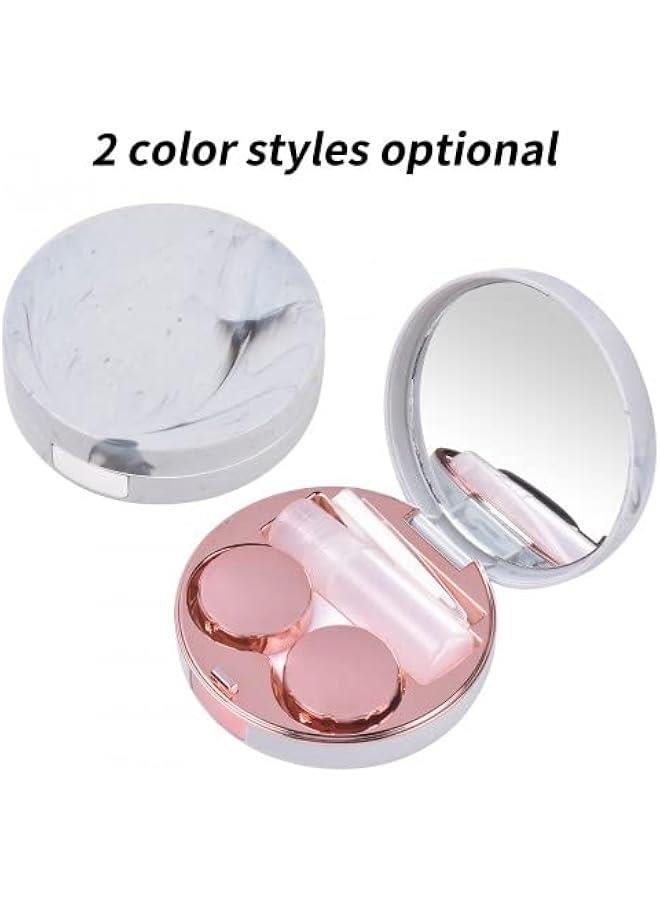 Generic 2 PCS Contact Lens Case, Round Contact Lens Soaking Storage Case, Contact Lens Case with Mirror, Contact Lens Case with L and R Caps, Pocket Contact Glasses Travel Kit for Travel Home  - Image 3