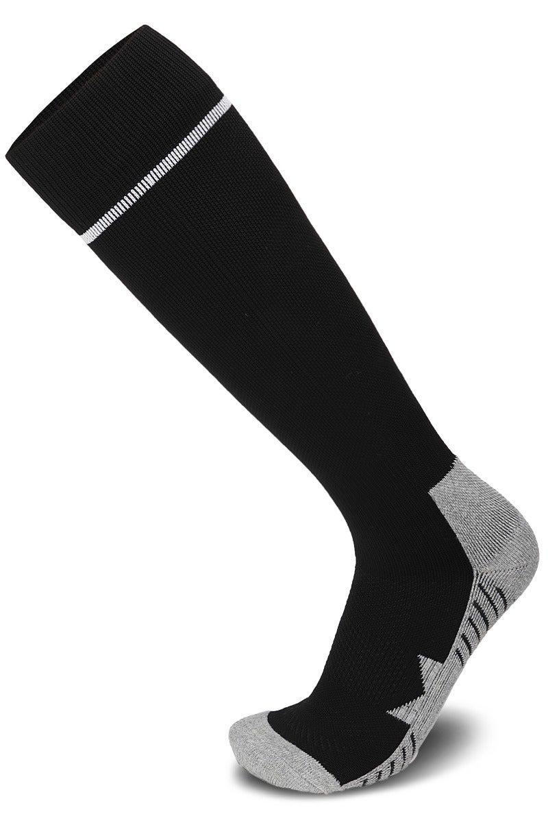 جناح السماء جوارب كرة قدم رجالية ونسائية ملونة، جوارب ضاغطة مرنة حتى الركبة، جوارب رياضية لكرة القدم للجنسين - أسود - زوج واحد - Image 1