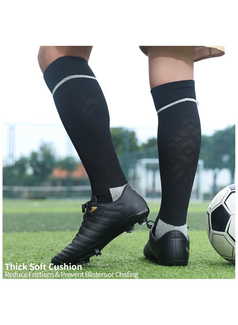 جناح السماء جوارب كرة قدم رجالية ونسائية ملونة، جوارب ضاغطة مرنة حتى الركبة، جوارب رياضية لكرة القدم للجنسين - أسود - زوج واحد - Image 5