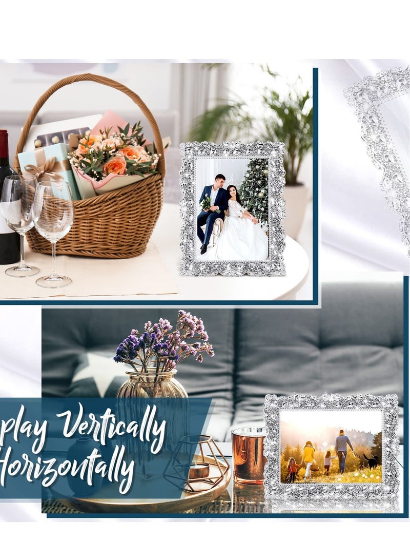 Excefore أضف لمسة من اللمعان لذكرياتك مع مجموعة إطارات الصور الكريستالية عدد 2 إطارات مزينة بحبات الكريستال للصور مثالية لحفلات الزفاف وأعياد الميلاد - Image 3