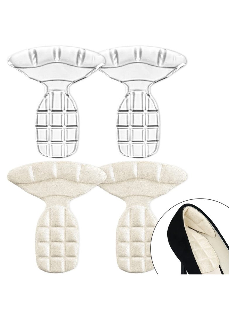 Gel Heel Grips for Loose Shoes - Shock Absorbing Inserts to Prevent Blisters & Slips, Perfect for Women's Heels (Clear & Beige) - Image 1