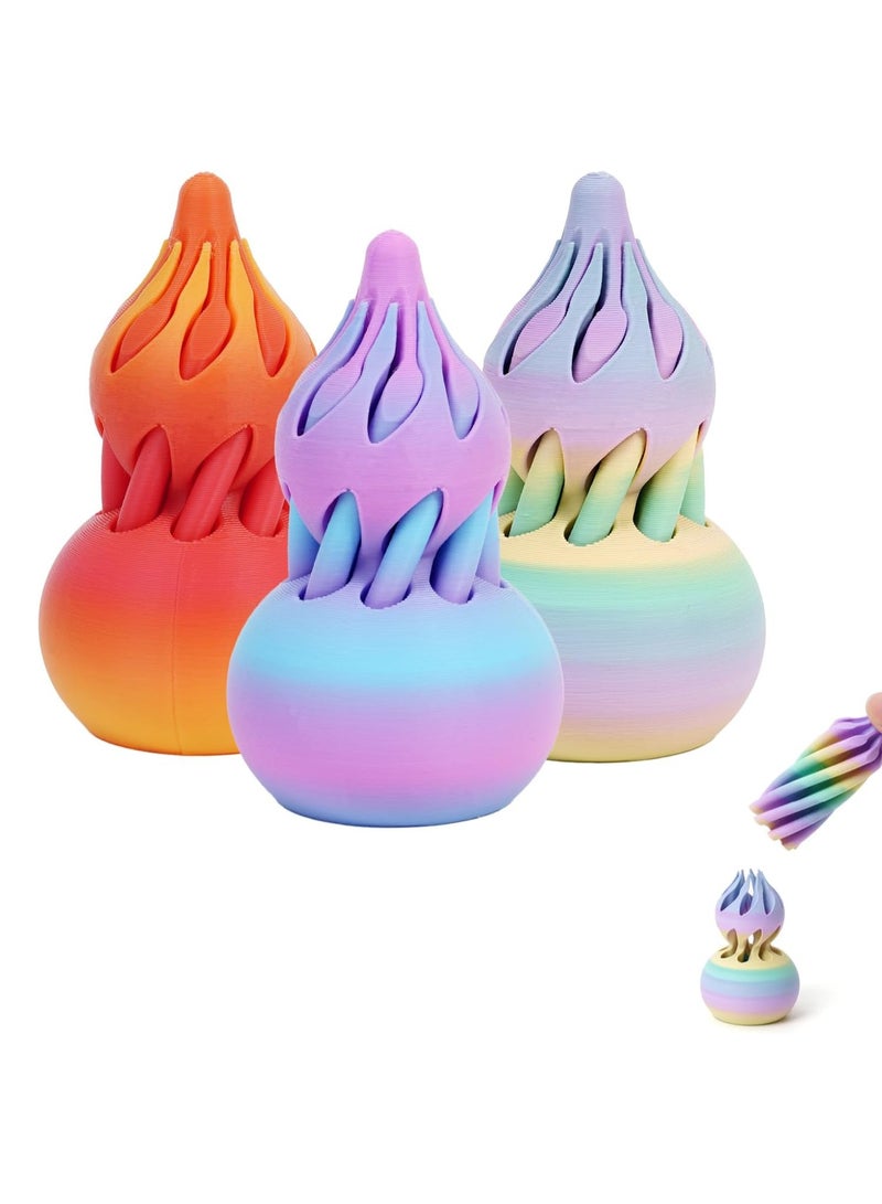 CMGTYYD 3-Piece Gourd Spiral Cone Toy Set, 3D Printed Gourd Spiral Cone Toy, Mini Swirl Line Phantom Desktop Decoration, Souvenir Gift to Help Relieve Anxiety - Image 1
