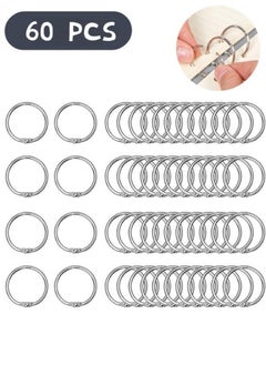 Halamine Binder Ring for Loose Leaf , 60 Pack, 1 Inch , Metal Book Rings for Index Cards Rings, Silver  - Image 1