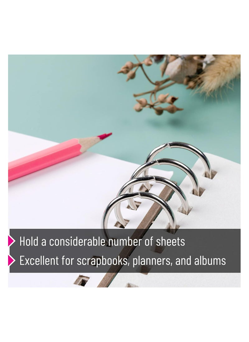Halamine Loose Leaf Binder Rings, 60pcs Metal Book Rings Silver Loose Leaf Rings for Flash Cards, Index Cards Notebook School Office Home, 25mm Diameter  - Image 4