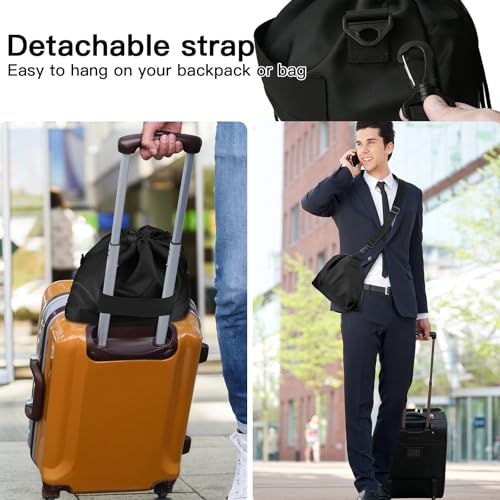 Homakover Small Travel Neck Pillow Bag for Memory Foam Travel Pillow,Luggage Travel Pillow Drawstring Bag Carrying Case with Trolley Sleeve&Adjustable Strap,Easily Attaches to Luggage,Backpacks - Image 5