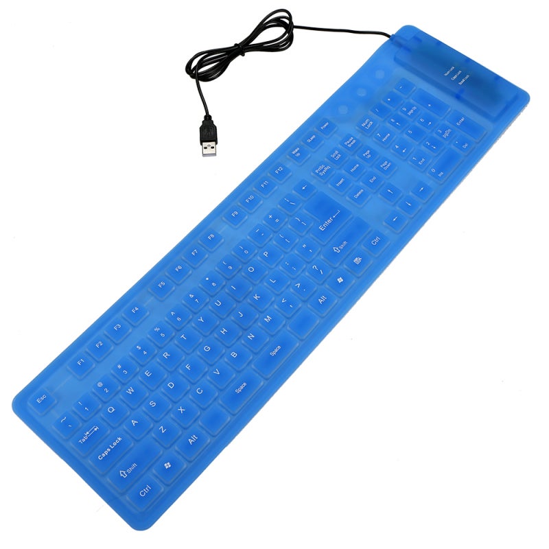 Flexible Foldable Keyboard: 108 Blue Silent Keys - Lightweight Ultra-Thin Compact Waterproof Silicone Keyboard for Travel Business Office On-The-Go Use - Image 4