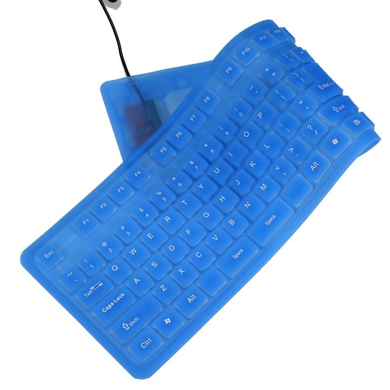 Flexible Foldable Keyboard: 108 Blue Silent Keys - Lightweight Ultra-Thin Compact Waterproof Silicone Keyboard for Travel Business Office On-The-Go Use - Image 3