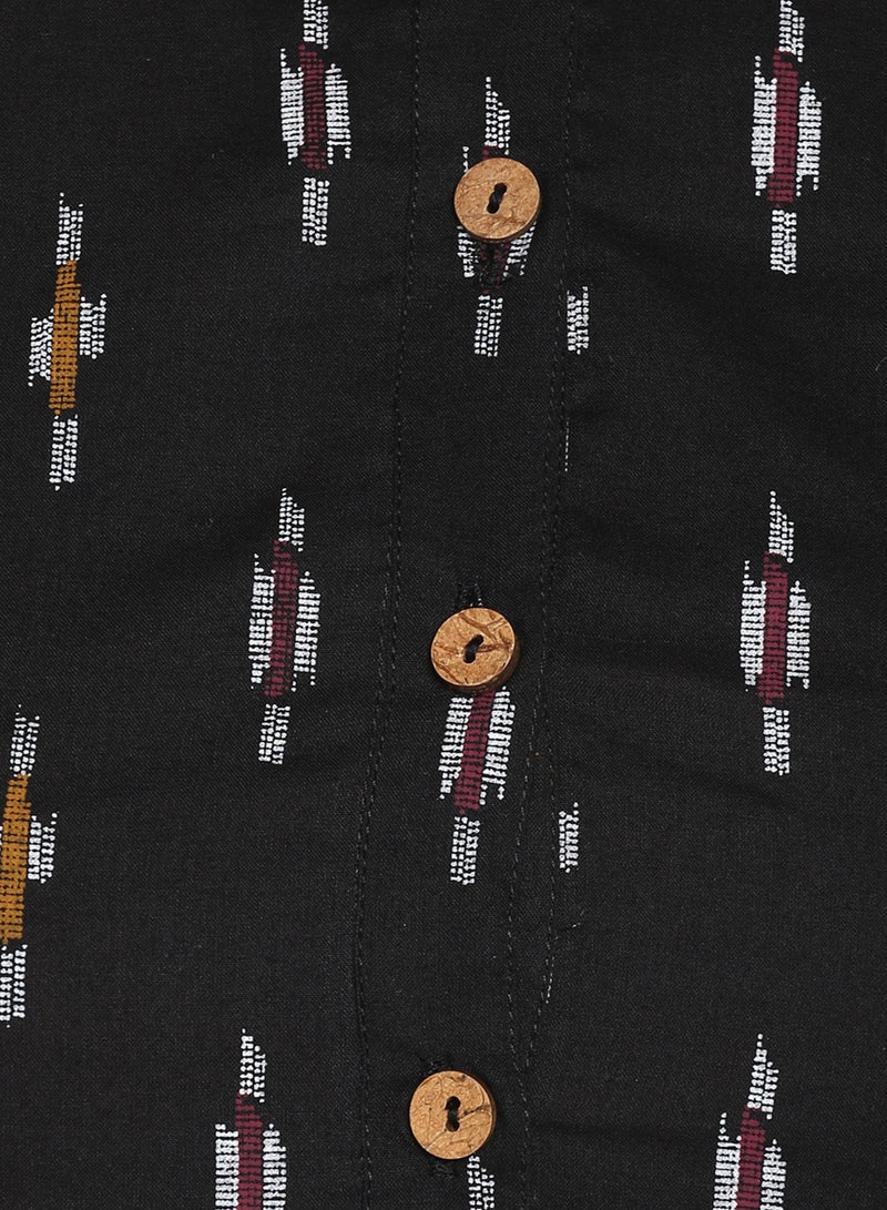 IndHeritage Indian Premium Cotton Kurti - Eid kurti collection - Premium black colour cotton kurti with white Indian prints - Image 5