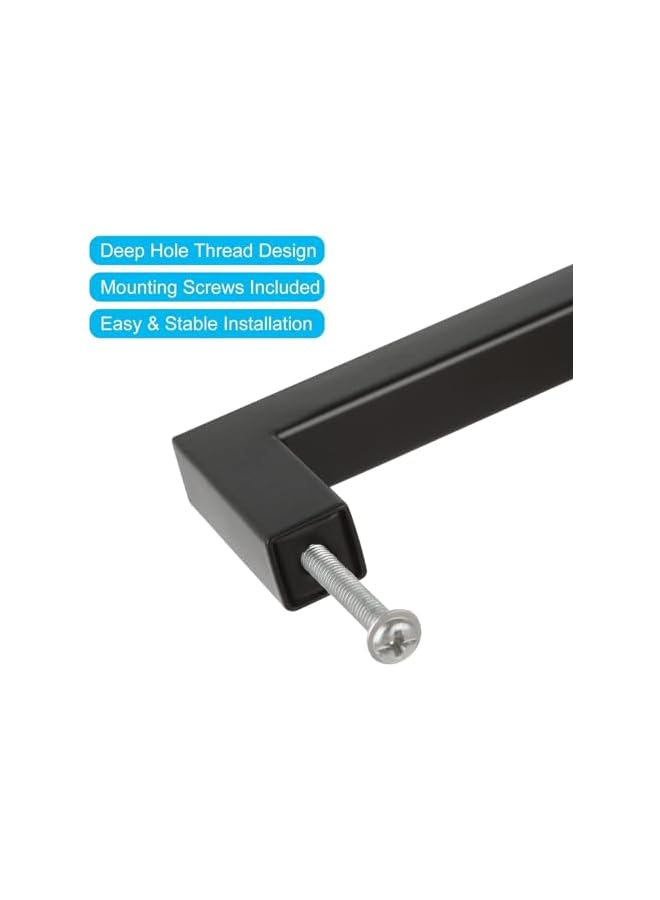 The Bros Black Square Cabinet Pull, 3 Pack Stylish and Simple Drawer Stainless Steel Handle, Rustproof Black Square Cabinet Pull, Cupboard Dresser Pulls for Kitchen and Bathroom - Image 3