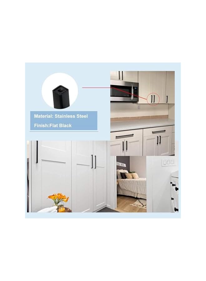 The Bros Black Square Cabinet Pull, 3 Pack Stylish and Simple Drawer Stainless Steel Handle, Rustproof Black Square Cabinet Pull, Cupboard Dresser Pulls for Kitchen and Bathroom - Image 4