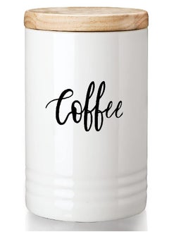 LEETOYI LEETOYI Porcelain Food Storage Containers with Lid, 4.5-Inch 31oz White, Labeled Coffee  - Image 1