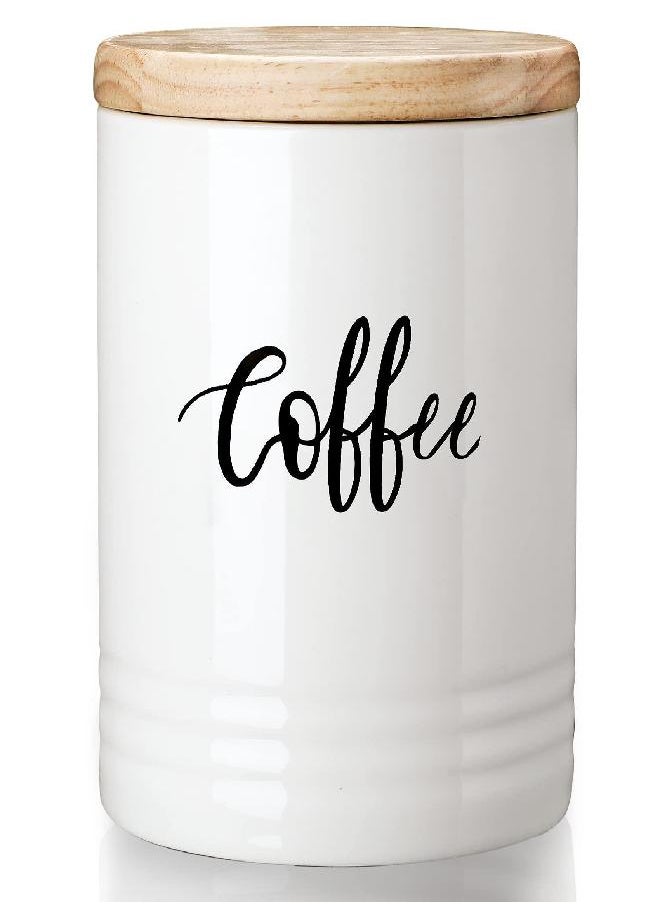 LEETOYI LEETOYI Porcelain Food Storage Containers with Lid, 4.5-Inch 31oz White, Labeled Coffee  - Image 1