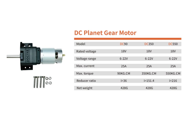 DOCYKE 6v 12V18V 22v 200W-DC Planet Gear Motor 350kg.cm High Torque Mini Metal Geared Motor for DIY Robot Rotating Table Door Lock Curtain Machine - Image 5