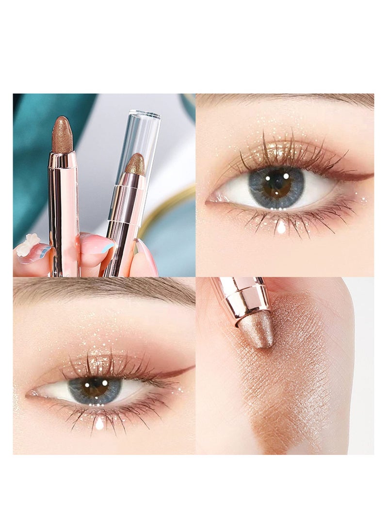 SYOSI Cream Shimmer Eyeshadow Stick, Rotatable Glitter Eyeshadow Pencil Crayon, Smooth Eye Brightener Stick, Long Lasting & Waterproof Eyeshadow Highlighter Stick with Soft Brush for Eye Makeup - Image 2