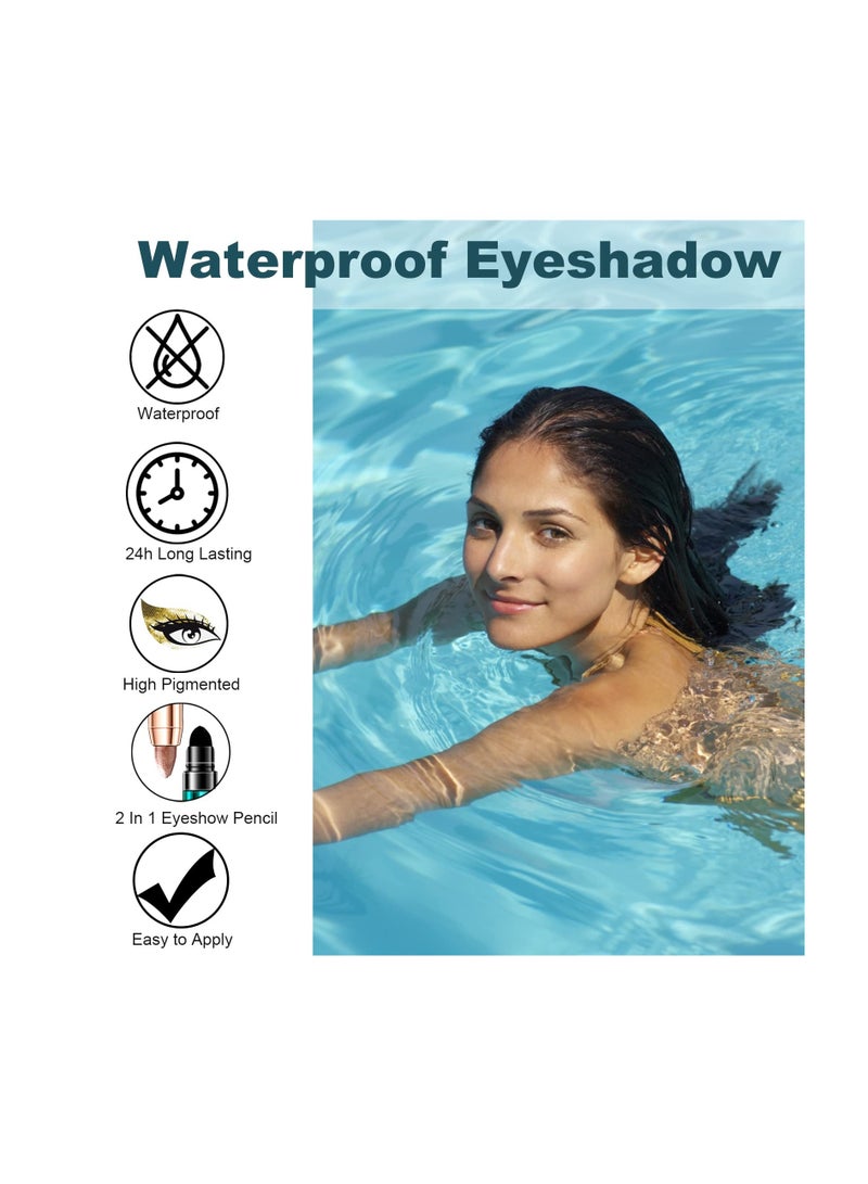 SYOSI Cream Shimmer Eyeshadow Stick, Rotatable Glitter Eyeshadow Pencil Crayon, Smooth Eye Brightener Stick, Long Lasting & Waterproof Eyeshadow Highlighter Stick with Soft Brush for Eye Makeup - Image 3