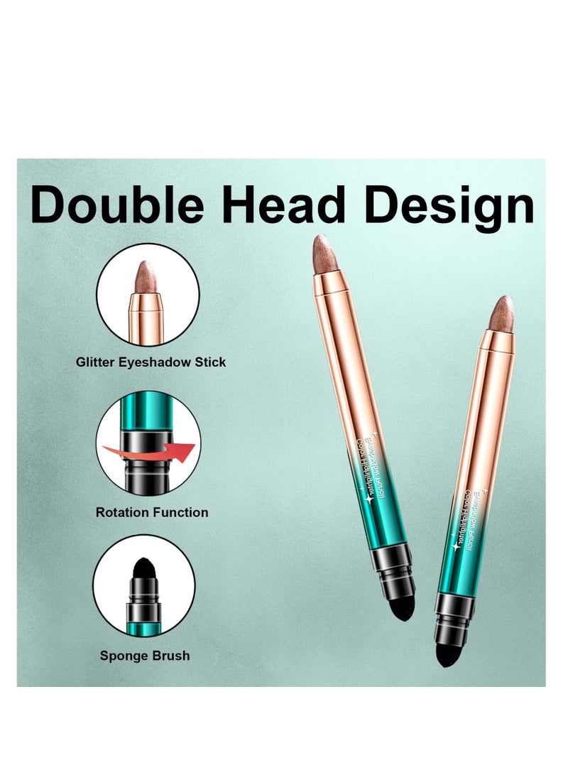 SYOSI Cream Shimmer Eyeshadow Stick, Rotatable Glitter Eyeshadow Pencil Crayon, Smooth Eye Brightener Stick, Long Lasting & Waterproof Eyeshadow Highlighter Stick with Soft Brush for Eye Makeup - Image 5