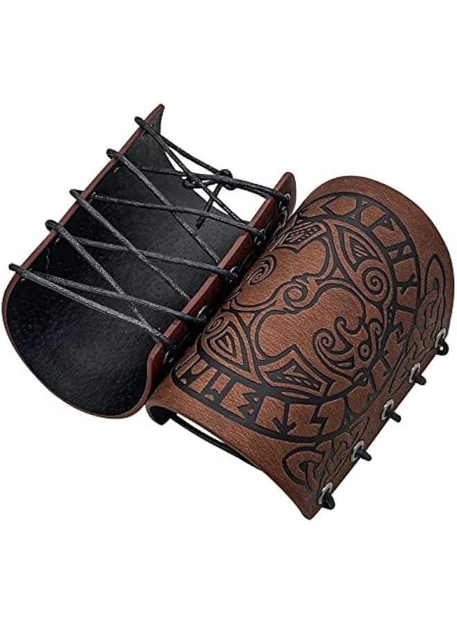 Generic Viking Arm Bracer, Embossed Norse Symbol Faux Leather Arm Armor, Medieval Faux Leather Arm Wristband for LARP  - Image 4