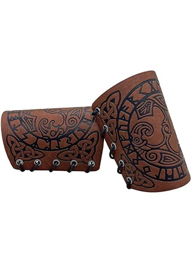 Generic Viking Arm Bracer, Embossed Norse Symbol Faux Leather Arm Armor, Medieval Faux Leather Arm Wristband for LARP  - Image 3