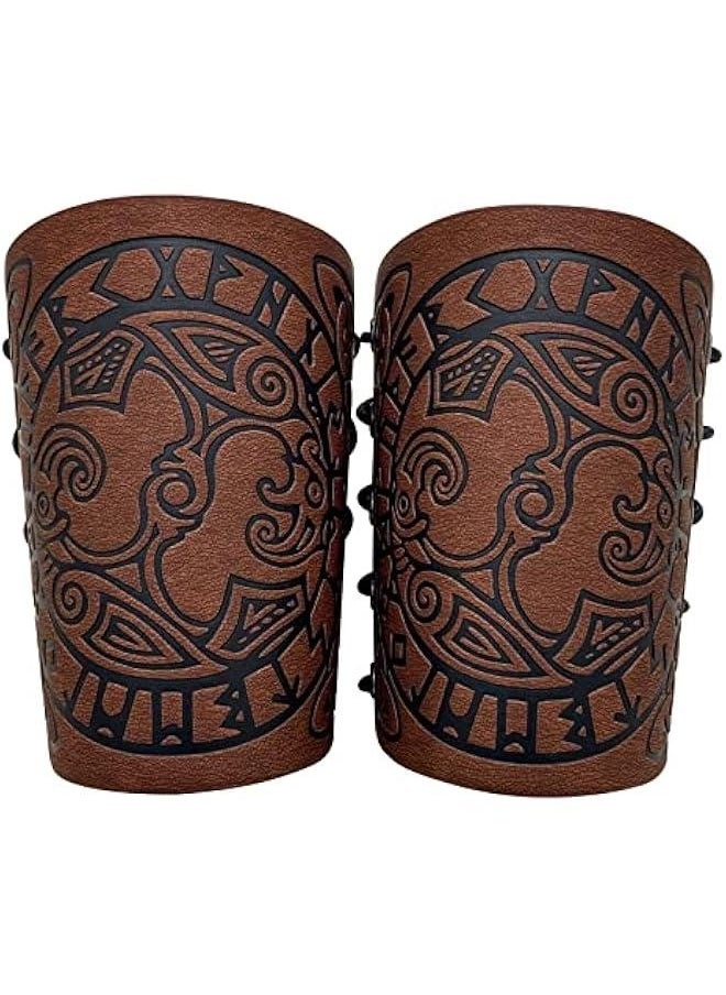Generic Viking Arm Bracer, Embossed Norse Symbol Faux Leather Arm Armor, Medieval Faux Leather Arm Wristband for LARP  - Image 1