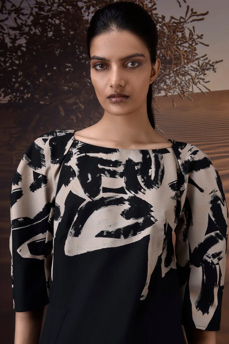 Genes Lecoanet Hemant Monochrome Brushstroke Dress