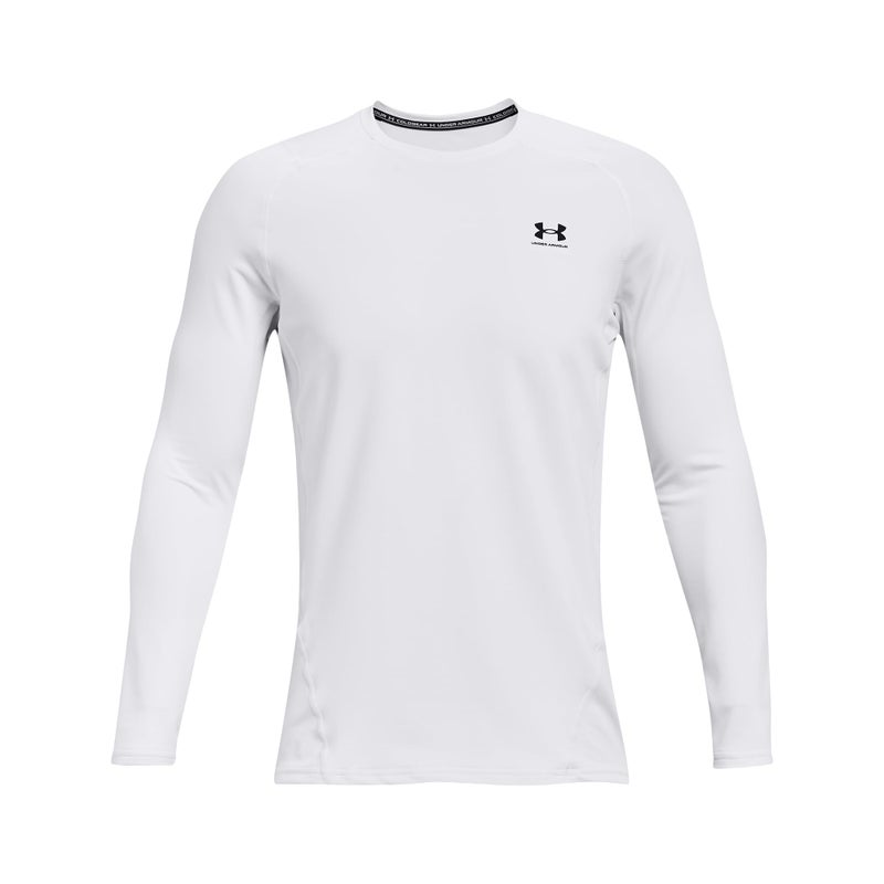 Under Armour Men's ColdGear Armour Fitted Crew, White (100)/Black, Large - Image 1