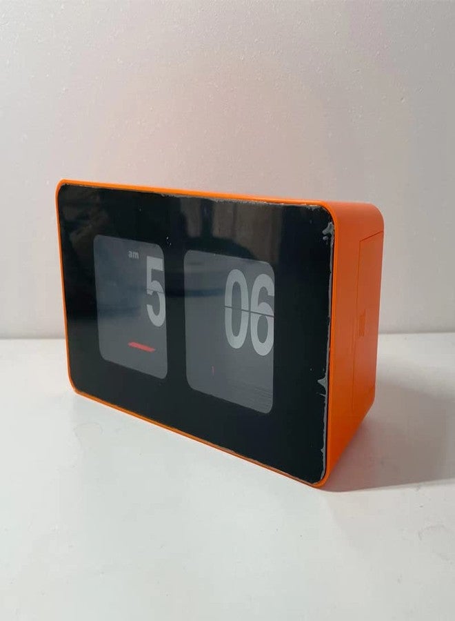 BHning 12Hours Large Display Wall & Desk Clock - Easy Read Flip Clock with Bold Numbers, Dual Mount, Quiet Non-Ticking for Bedroom, Kitchen, Office - Warm Orange Decor - Image 2