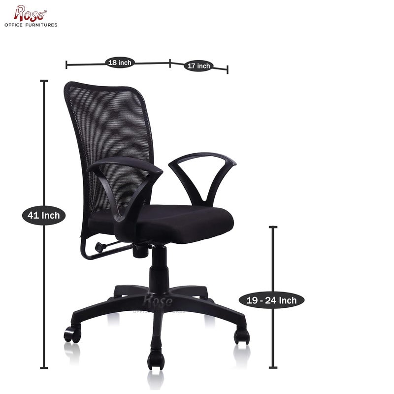 ROSE Sigma Mesh MidBack Ergonomic Office Chair  3Years Warranty Included  Adjustable Lumbar Support  Revolving Chair Black - Image 2
