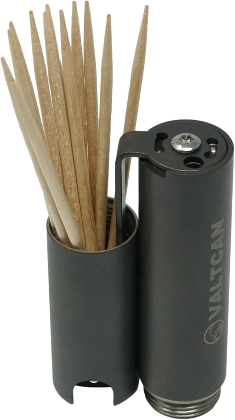 Valtcan Toothpick Holder Titanium Salt Dispenser Canister Keychain Pocket Valt_E3 Portable Design for Travel EDC Ultra Lightweight Reusable Compact & Convenient On-the-Go Metal Case - Image 5