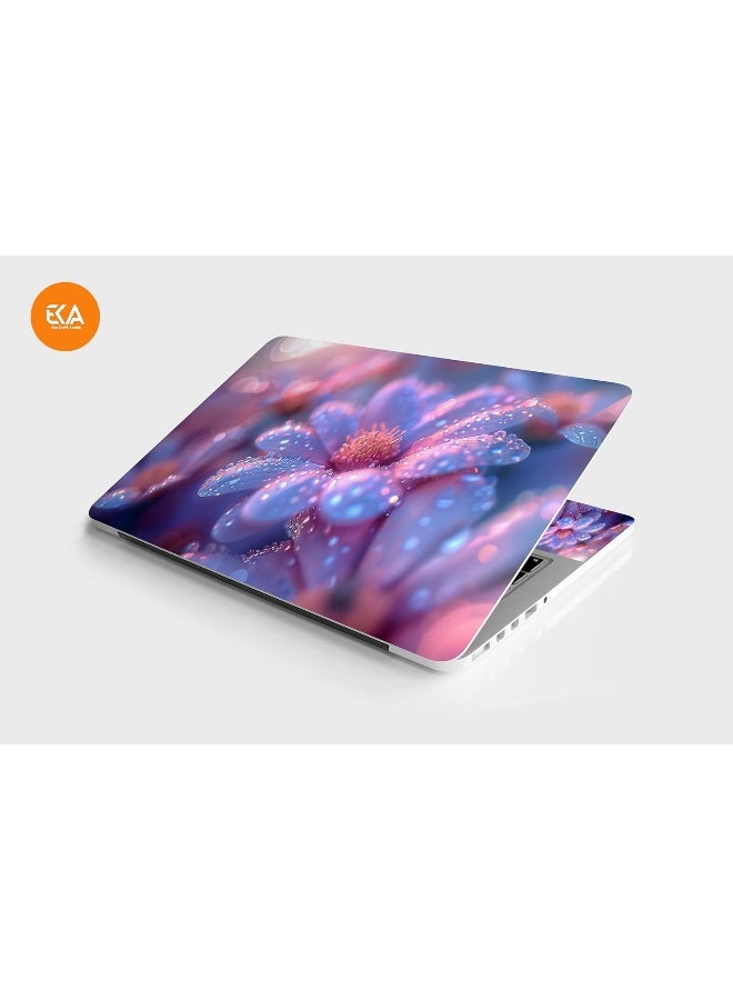 Purple Flowers Droplet Digital Art, Laptop Skin Sticker Decal - Image 2