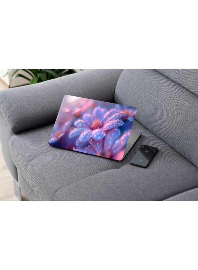 Purple Flowers Droplet Digital Art, Laptop Skin Sticker Decal - Image 4