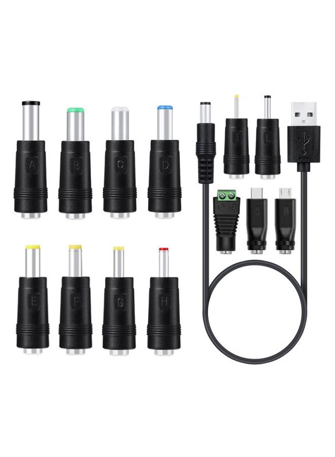 5.5*2.1 Base To Notebook 13 DC Adapter USB Power Cord Charging Wire 14 Suit-Color:13 Dc Adapters + Usb Cable 1m Set  - Image 4